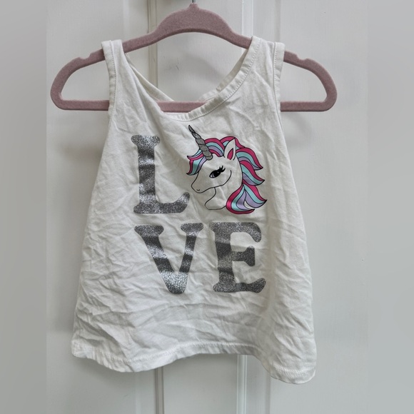 NWOT The Children’s Place 18-24M Girls White Unicorn Tank Top Blouse - Picture 1 of 4